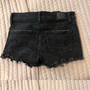 Black denim short shorts